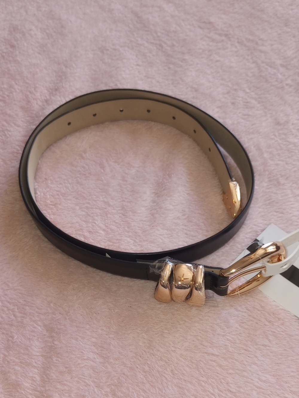 Nine West Women's Black With Gold Accents Belt - Size L